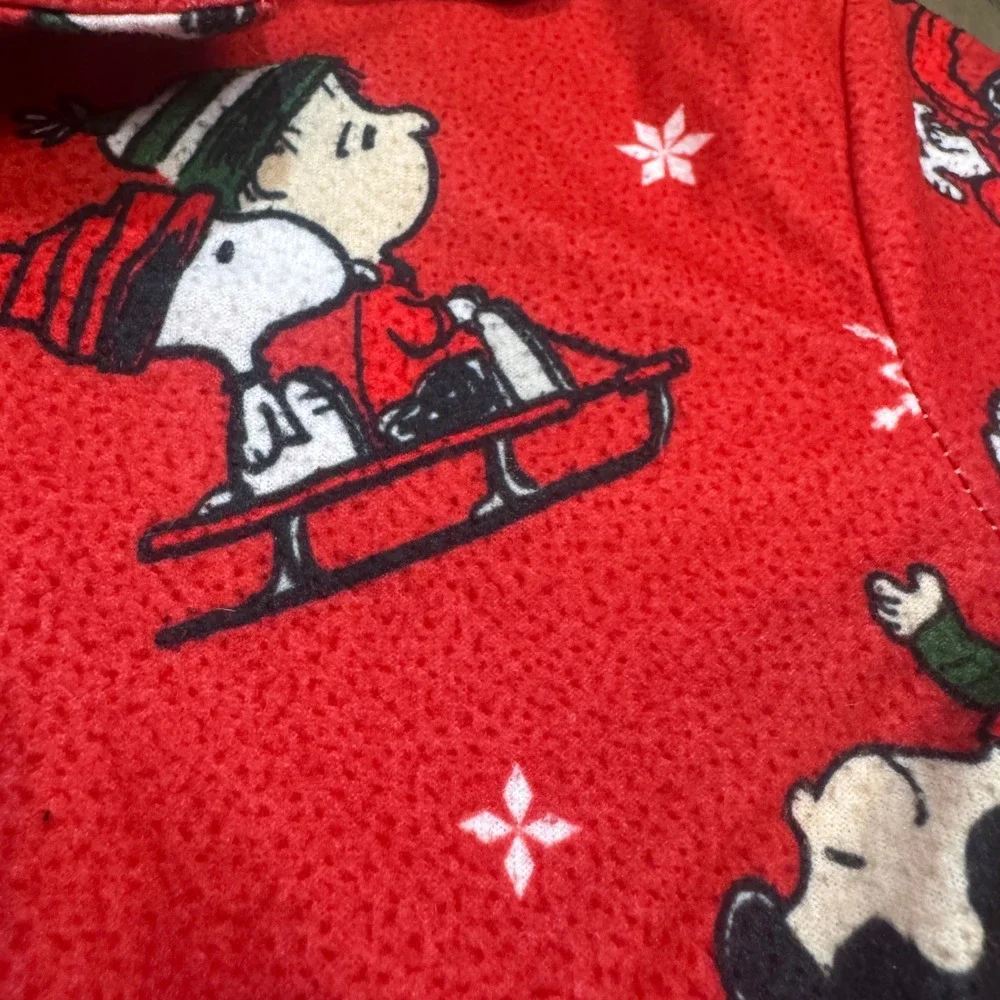 Kids Peanuts Snoopy Charlie Brown Christmas Pajama Set Size 8 Flame Resistant‎